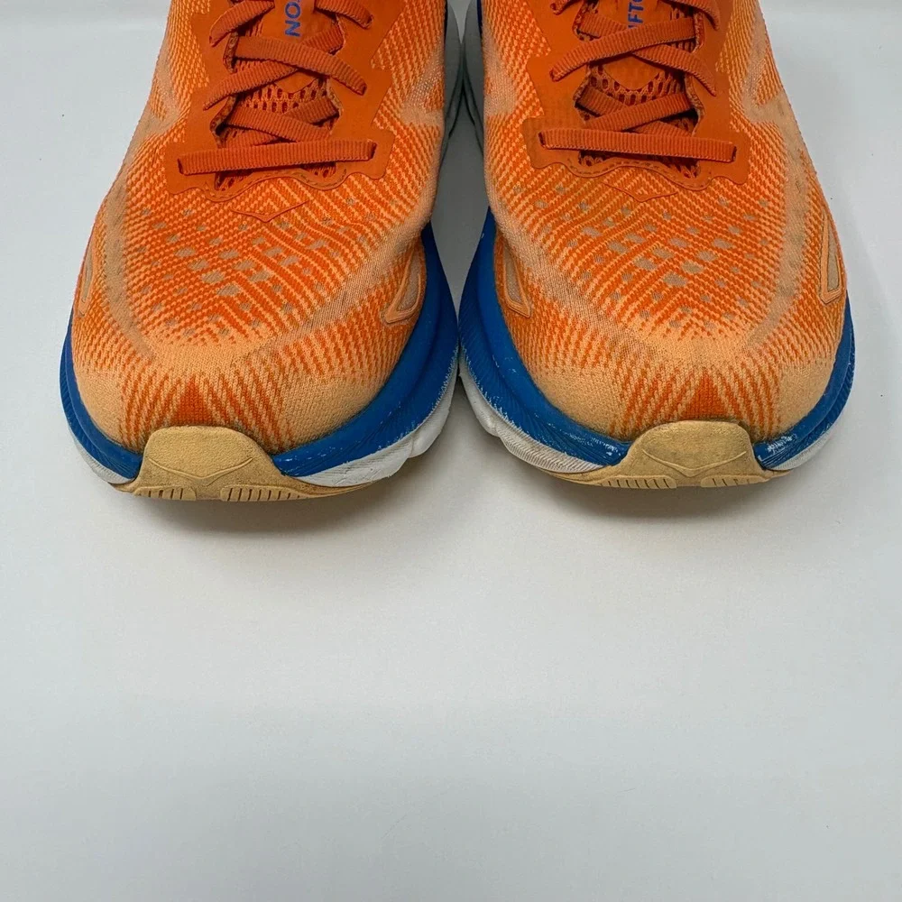 Hoka Clifton 9 Mens Size 11.5 Orange Blue White Running Shoes (1127895 VOIM)